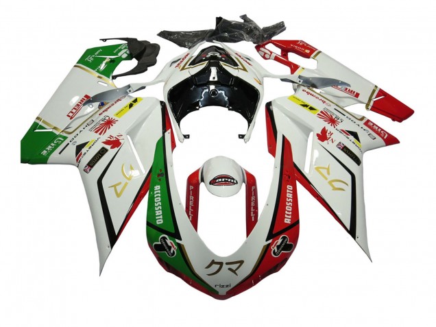 Purchase 2007-2014 White Red Green Accossato Ducati 848/1098/1198 Motorcycle Fairings UK
