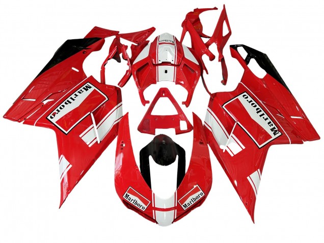 Purchase 2007-2014 White Red Glossy Black Marlboro Ducati 848/1098/1198 Motorcycle Fairings UK