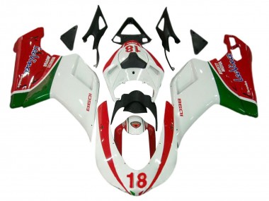 Purchase 2007-2014 White Red Green 18 Ducati 848/1098/1198 Motorcycle Fairings UK