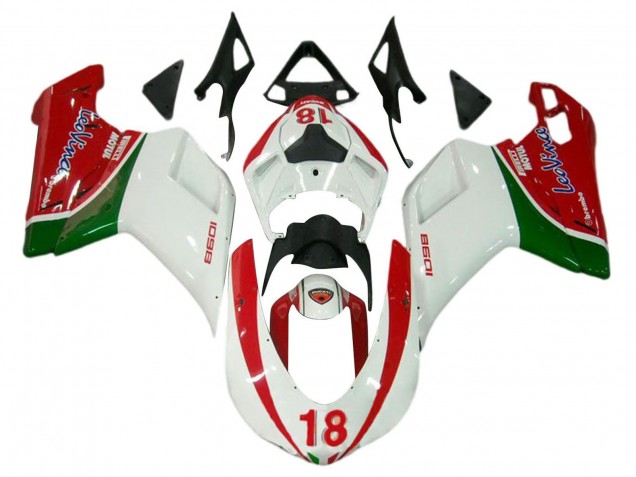 Purchase 2007-2014 White Red Green 18 Ducati 848/1098/1198 Motorcycle Fairings UK