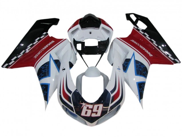 Purchase 2007-2014 White Red Blue Glossy Black Corse 69 Ducati 848/1098/1198 Motorcycle Fairings UK