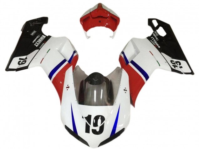 Purchase 2007-2014 White Red Blue Glossy Black 19 Ducati 848/1098/1198 Motorcycle Fairings UK