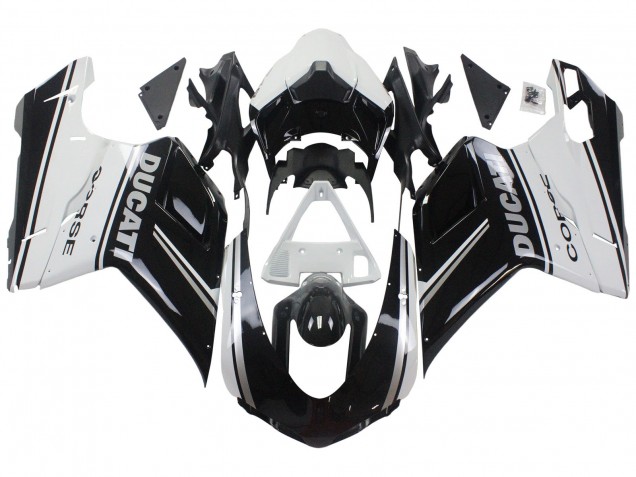 Purchase 2007-2014 White Glossy Black Corse Ducati 848/1098/1198 Motorcycle Fairings UK