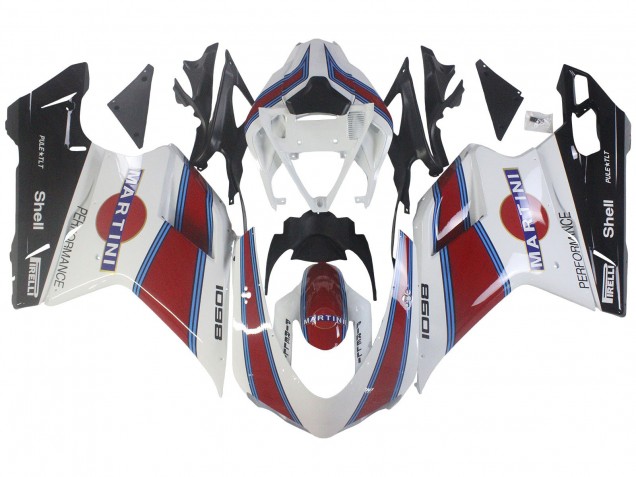 Purchase 2007-2014 White Red Blue Glossy Black Martini Ducati 1098 Motorcycle Fairings UK