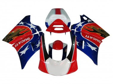 Purchase 1993-2005 White Red Blue Glossy Black Flame Ducati 748/916/996/998 Motorcycle Fairings UK
