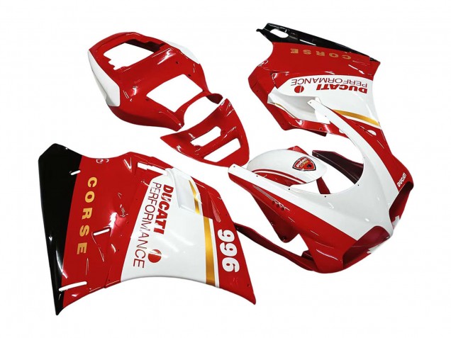 Purchase 1993-2005 White Red Gold Glossy Black Corse Performance Ducati 996 Motorcycle Fairings UK