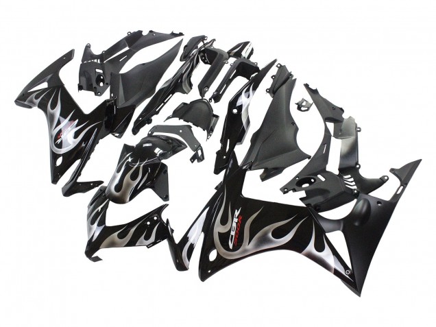 Purchase 2013-2015 Glossy Black Silver Flame Honda CBR500R Motorcycle Fairings UK