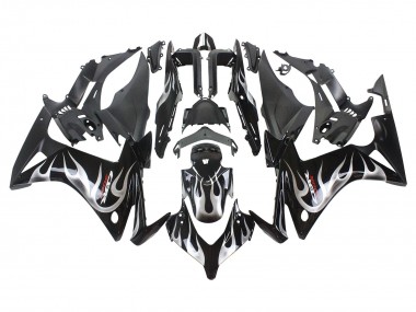 Purchase 2013-2015 Glossy Black Silver Flame Honda CBR500R Motorcycle Fairings UK