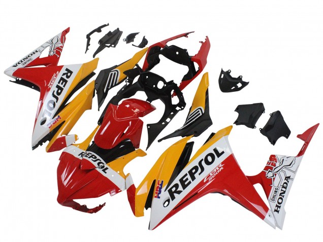Purchase 2016-2018 Yellow White Red Repsol HRC Honda CBR500R Motorcycle Fairings UK Purchase 2016-2018 Yellow White Red Repsol HRC Honda CBR500R Motorcycle Fairings UK