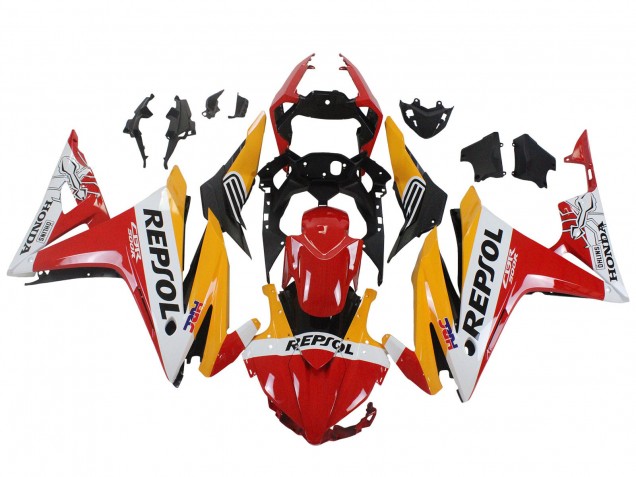 Purchase 2016-2018 Yellow White Red Repsol HRC Honda CBR500R Motorcycle Fairings UK Purchase 2016-2018 Yellow White Red Repsol HRC Honda CBR500R Motorcycle Fairings UK