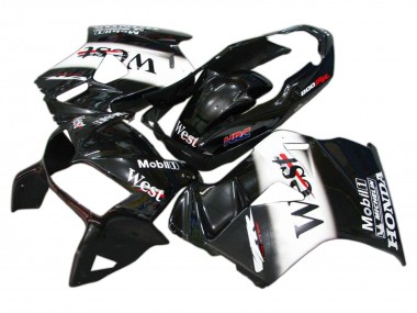 Purchase 1998-2001 Glossy Black White West HRC Honda VFR 800 Motorcycle Fairings UK