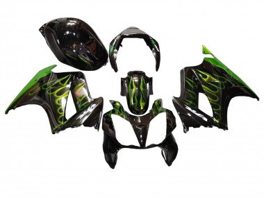 Purchase 2002-2013 Glossy Black Green Flame Honda VFR 800 Motorcycle Fairings UK