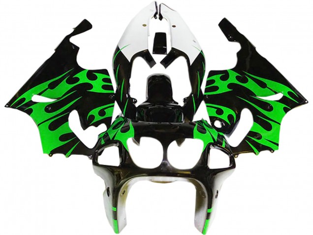 Purchase 1996-2003 Green Glossy Black White Kawasaki ZX7R Motorcycle Fairings UK