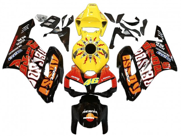 Purchase 2004-2005 Yellow Orange Glossy Black Repsol Rossi 46 Honda CBR1000RR Motorcycle Fairings UK