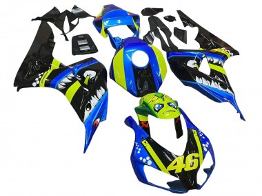 Purchase 2006-2007 Blue Fluorescent Green Glossy Black Shark 46 Honda CBR1000RR Motorcycle Fairings UK