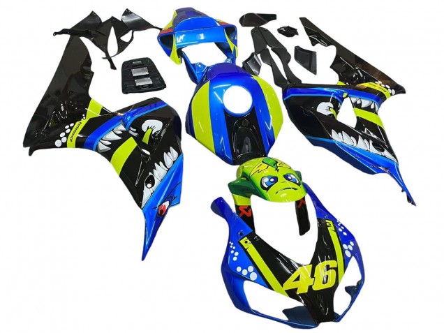 Purchase 2006-2007 Blue Fluorescent Green Glossy Black Shark 46 Honda CBR1000RR Motorcycle Fairings UK