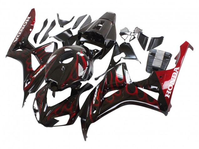 Purchase 2006-2007 Glossy Black Red Flame Honda CBR1000RR Motorcycle Fairing UK