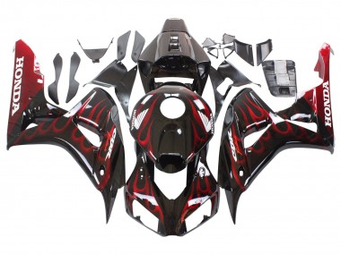 Purchase 2006-2007 Glossy Black Red Flame Honda CBR1000RR Motorcycle Fairing UK