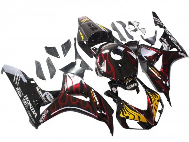Purchase 2006-2007 Glossy Black Yellow Red Flame Honda CBR1000RR Motorcycle Fairings UK