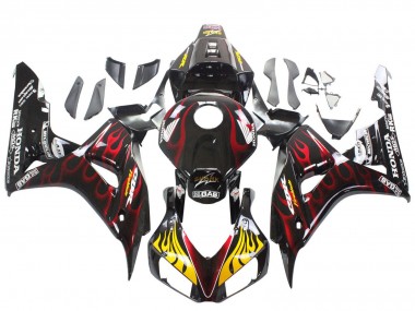 Purchase 2006-2007 Glossy Black Yellow Red Flame Honda CBR1000RR Motorcycle Fairings UK