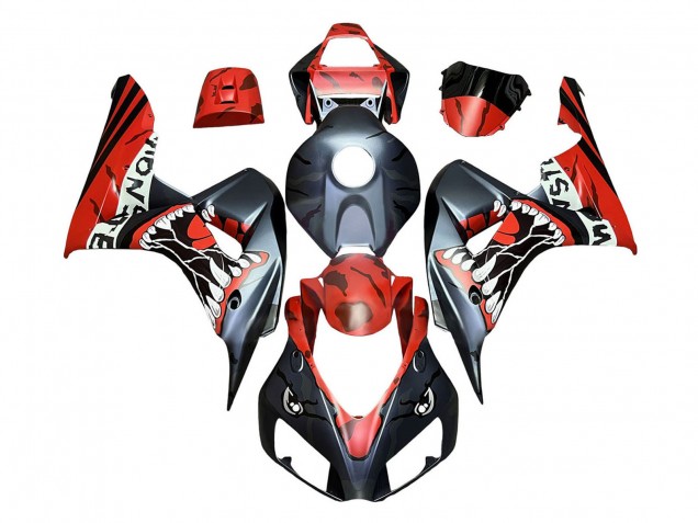 Purchase 2006-2007 Red Matte Black Monster Shark Honda CBR1000RR Motorcycle Fairings UK