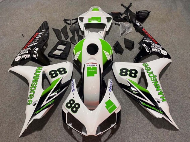 Purchase 2006-2007 White Green Glossy Black Hannspree 88 Honda CBR1000RR Motorcycle Fairings UK
