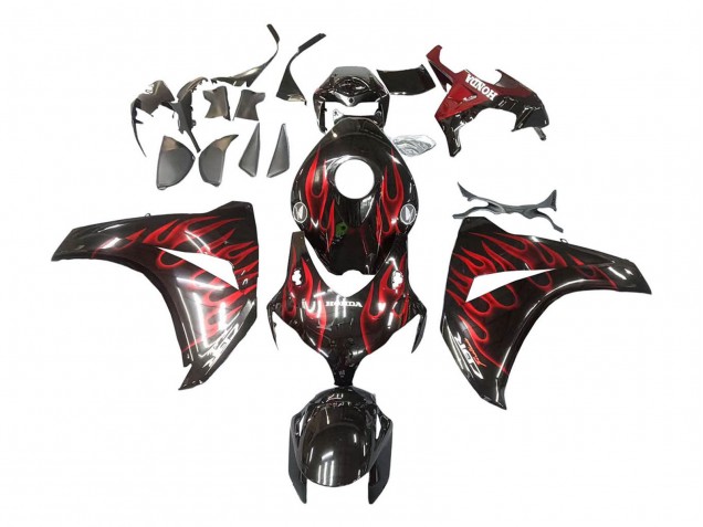 Purchase 2008-2011 Glossy Black Red Flame Honda CBR1000RR Motorcycle Fairing UK