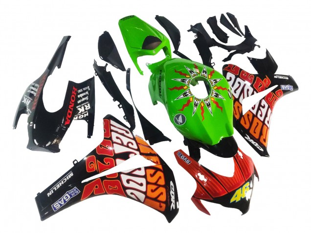 Purchase 2008-2011 Green Orange Glossy Black Rossi Michelin 46 Honda CBR1000RR Motorcycle Fairings UK