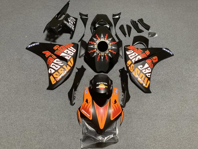 Purchase 2008-2011 Matte Black Orange Repsol Rossi Honda CBR1000RR Motorcycle Fairings UK