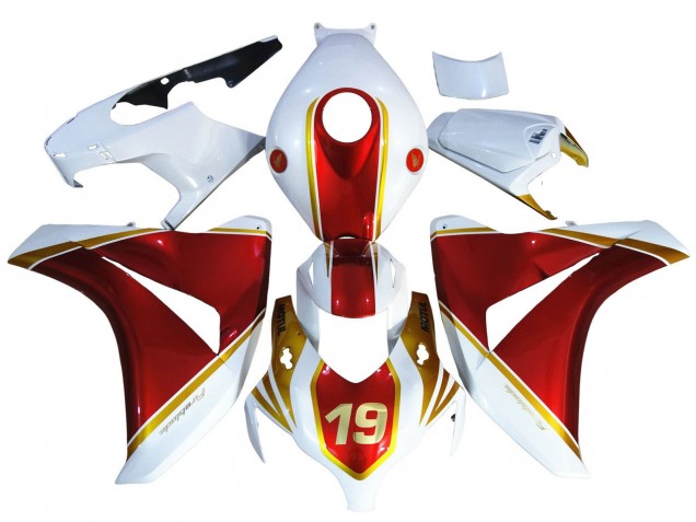 Purchase 2008-2011 White Red Gold 19 Honda CBR1000RR Motorcycle Fairings UK