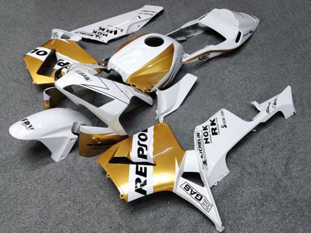 Purchase 2003-2004 White Gold Black Repsol Honda CBR600RR Motorcycle Fairings UK