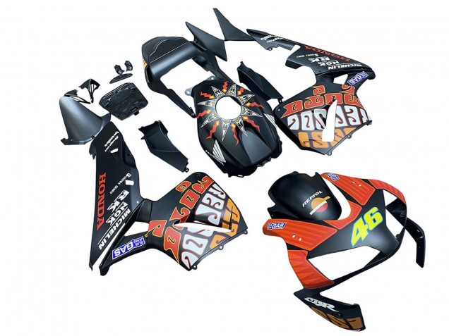 Purchase 2003-2004 Matte Black Orange Repsol Rossi 46 Honda CBR600RR Motorcycle Fairings UK