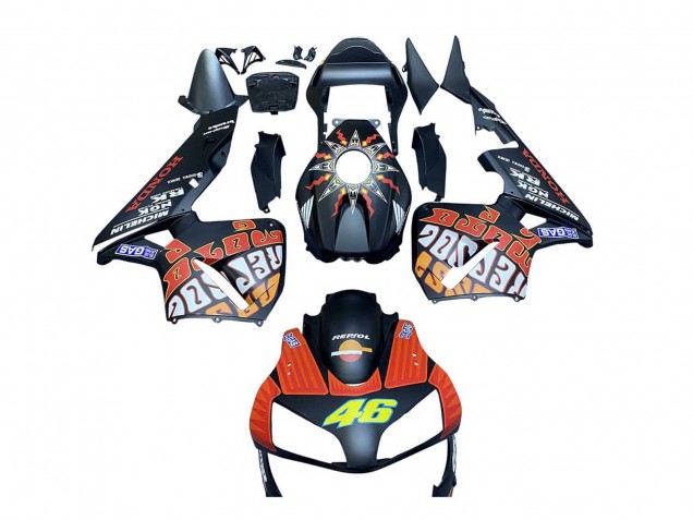 Purchase 2003-2004 Matte Black Orange Repsol Rossi 46 Honda CBR600RR Motorcycle Fairings UK