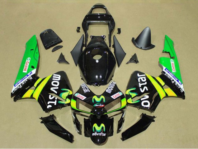 Purchase 2003-2004 Glossy Black Yellow Green MoviStar Castrol Honda CBR600RR Motorcycle Fairings UK