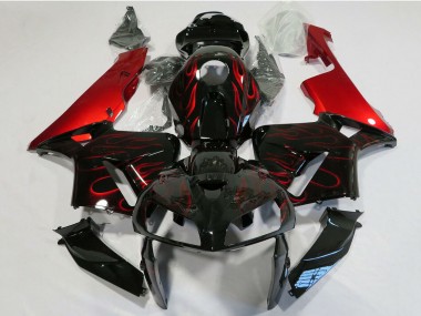 Purchase 2005-2006 Glossy Black Red Flame Honda CBR600RR Motorcycle Fairing UK
