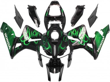Purchase 2005-2006 Glossy Black Green Flame Honda CBR600RR Motorcycle Fairings UK