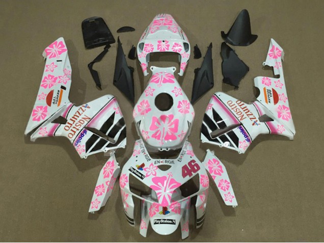 Purchase 2005-2006 White with Pink Floral Nastro Azzurro 46 Honda CBR600RR Motorcycle Fairings UK