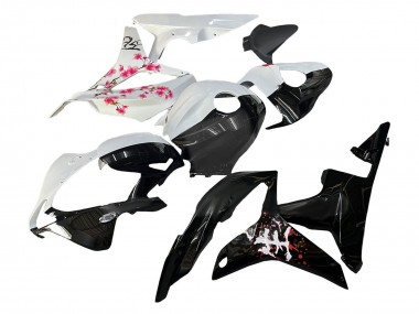 Purchase 2007-2008 White Cherry Blossom Glossy Black Split Honda CBR600RR Motorcycle Fairings UK