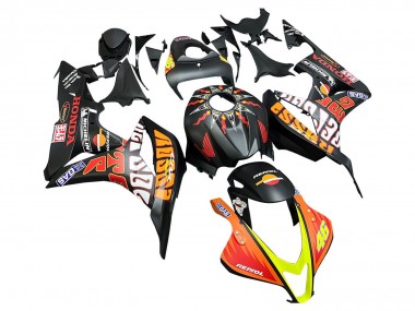 Purchase 2007-2008 Matte Black Orange Red Rossi Repsol 46 Honda CBR600RR Motorcycle Fairings UK