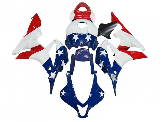 Purchase 2007-2008 White Blue Red Star Honda CBR600RR Motorcycle Fairings UK