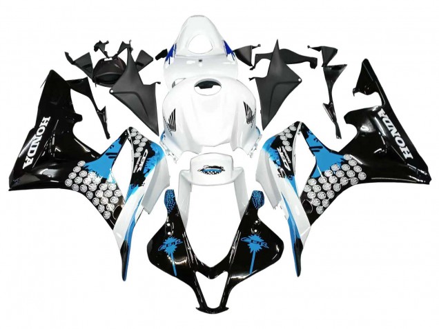 Purchase 2007-2008 White Light Blue Glossy Black Honda CBR600RR Motorcycle Fairings UK