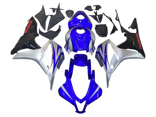 Purchase 2007-2008 Silver Blue Glossy Black Racing Honda CBR600RR Motorcycle Fairings UK
