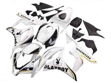 Purchase 2007-2008 White Gold Glossy Black Playboy Honda CBR600RR Motorcycle Fairing UK