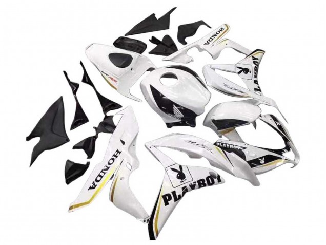 Purchase 2007-2008 White Gold Glossy Black Playboy Honda CBR600RR Motorcycle Fairing UK