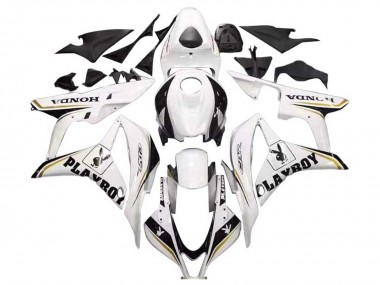 Purchase 2007-2008 White Gold Glossy Black Playboy Honda CBR600RR Motorcycle Fairing UK