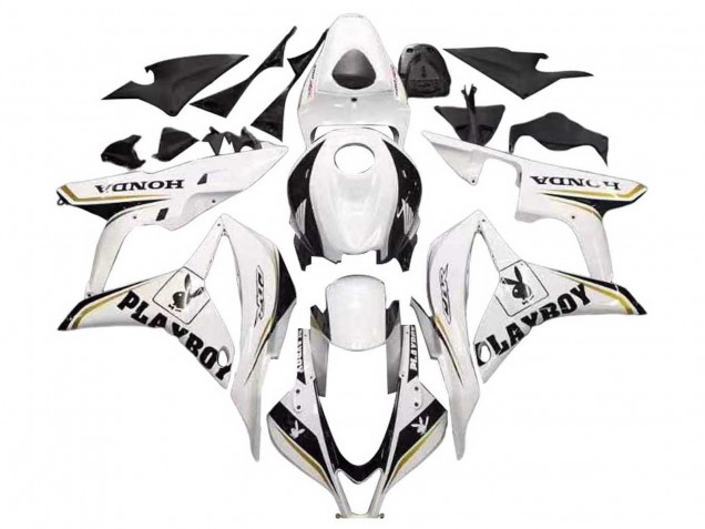 Purchase 2007-2008 White Gold Glossy Black Playboy Honda CBR600RR Motorcycle Fairing UK