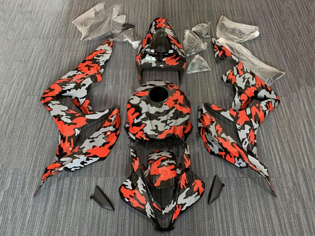 Purchase 2007-2008 Red Grey Camouflage Honda CBR600RR Motorcycle Fairings UK