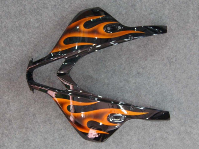 Purchase 2007-2008 Glossy Black Orange Flame Honda CBR600RR Motorcycle Fairings UK