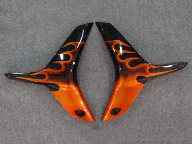 Purchase 2007-2008 Glossy Black Orange Flame Honda CBR600RR Motorcycle Fairings UK