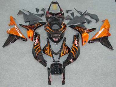 Purchase 2007-2008 Glossy Black Orange Flame Honda CBR600RR Motorcycle Fairings UK